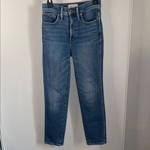 Madewell Stovepipe Straight Leg Mid Blue Denim Super Stretch Ankle Jeans